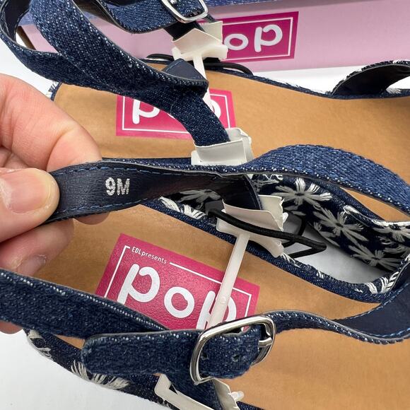 Pop Womens Grandiose Heeled Sandals Blue White Size 9M - Picture 9 of 12